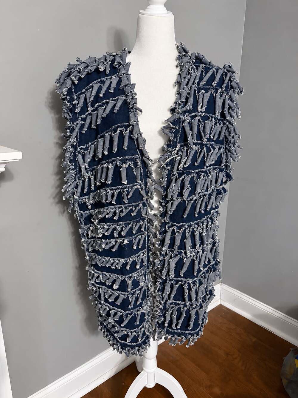 The Tattered Mink Handmade Denim Shaggy Fringe Vest